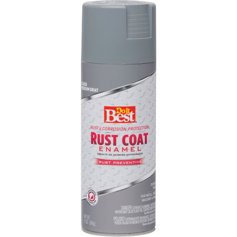 Do it Best Rust Coat Enamel Anti-Rust Spray Paint 12 Oz., Medium Gray
