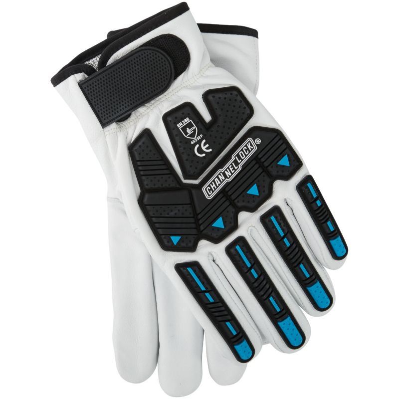 Channellock Goatskin Work Glove L, Black &amp; White