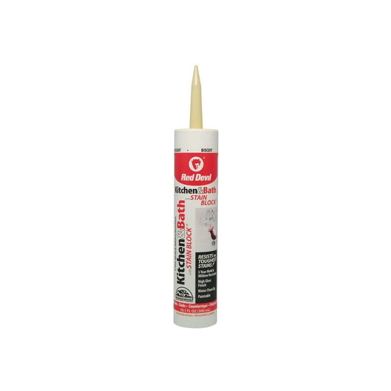 Red Devil Stain Block Sealant, Biscuit, 72 hr Curing, -20 to 180 deg F, 10.1 oz Cartridge Biscuit