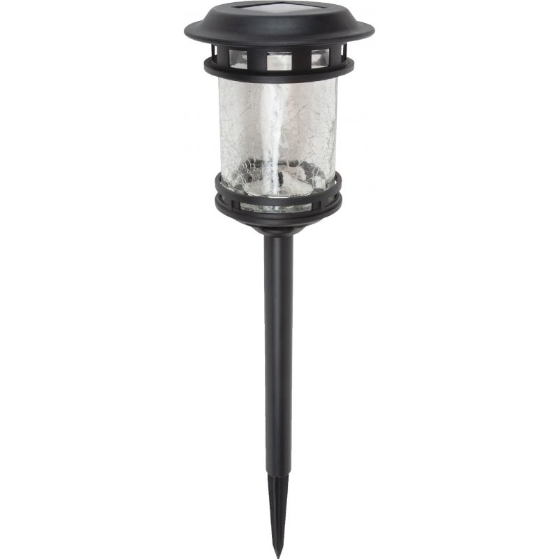 Fusion Crackle Glass Cylinder Solar Path Light Black (Pack of 6)