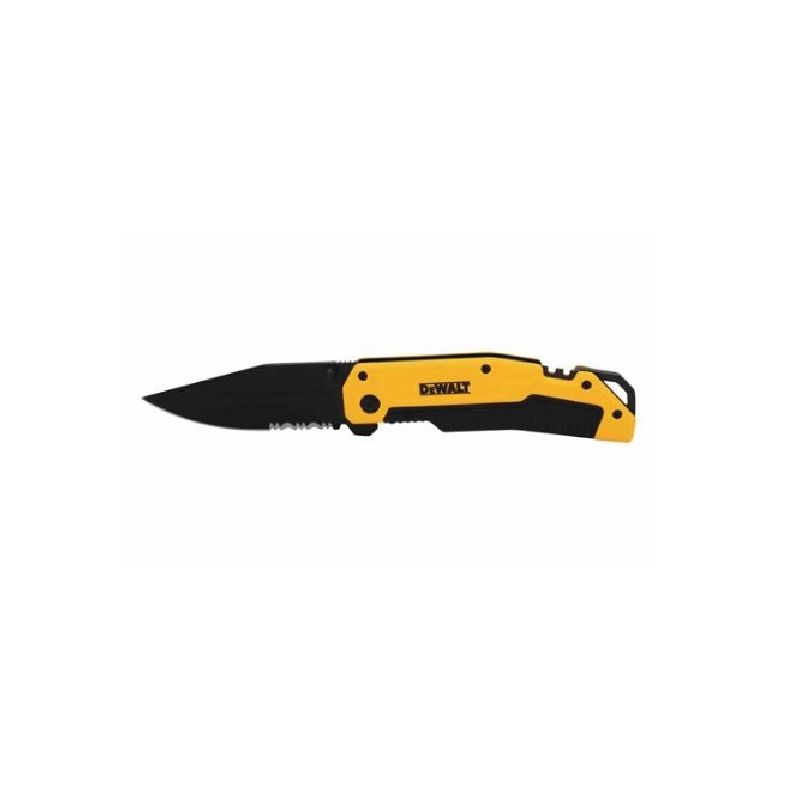 DeWALT DWHT10313 Pocket Knife, 3-1/4 in L Blade, 1-1/4 in W Blade, Stainless Steel Blade, 1-Blade, Black/Yellow Handle 3-1/4 In