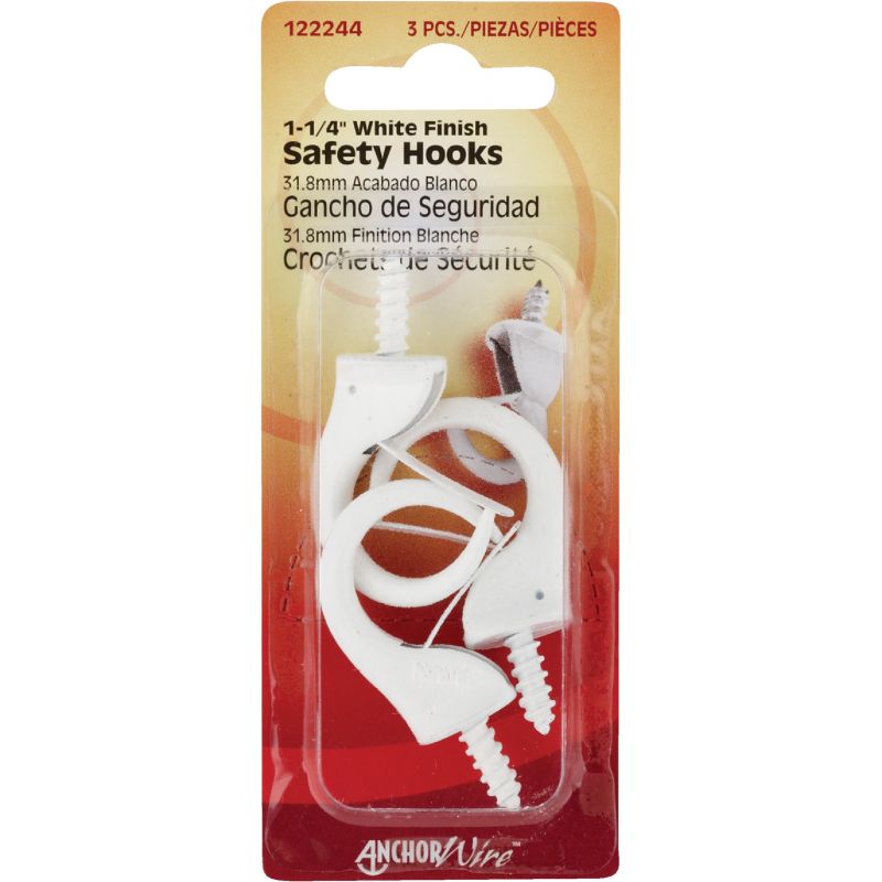 Hillman Anchor Wire 1-1-/4 In. Safety Hook White (Pack of 10)