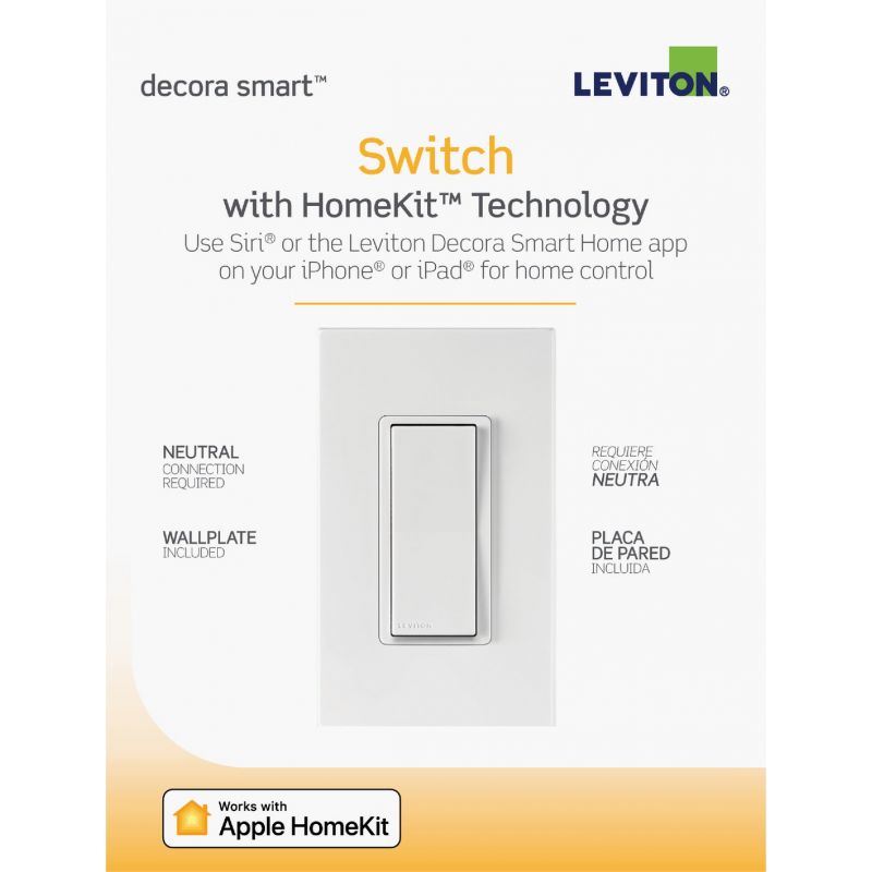Leviton Decora Smart Rocker Switch With HomeKit Technology White Or Light Almond, 15