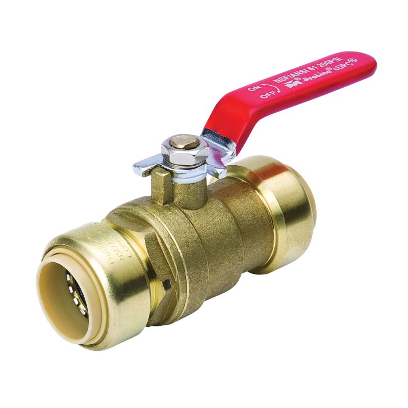 B &amp; K 107-063HC Ball Valve, 1/2 in Connection, Push-Fit, 200 psi Pressure, Manual Actuator, Brass Body