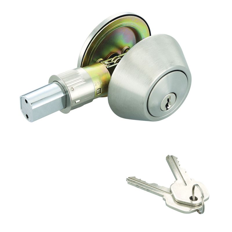 ProSource Signature Series T-D101SS Deadbolt, 3 Grade, Stainless Steel, 2-3/8, 2-3/4 in Backset, KW1 Keyway (Pack of 3)