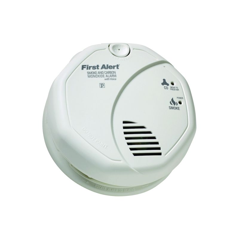 First Alert SC7010BV Carbon Monoxide Alarm, 10 ft, 85 dB, Alarm: Audible, Electrochemical, Photoelectric Sensor, White White