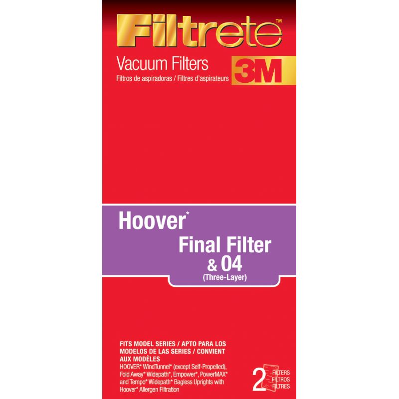 3M Filtrete Hoover Final &amp; 04 Vacuum Filter 2-1/4 In. W. X 6-1/2 In. L.