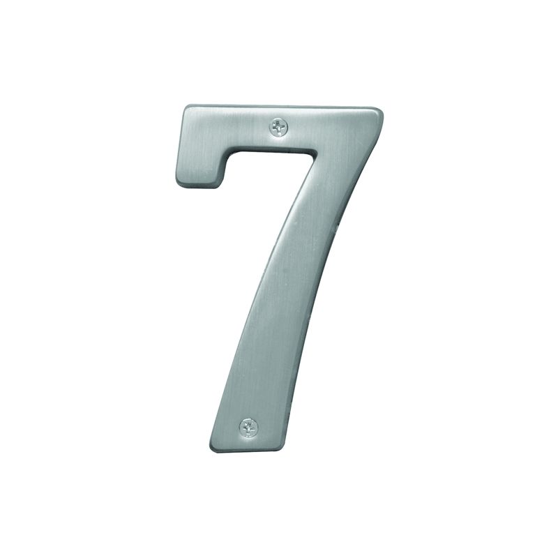 Hy-Ko Prestige Series BR-51SN/7 House Number, Character: 7, 5 in H Character, Nickel Character, Solid Brass