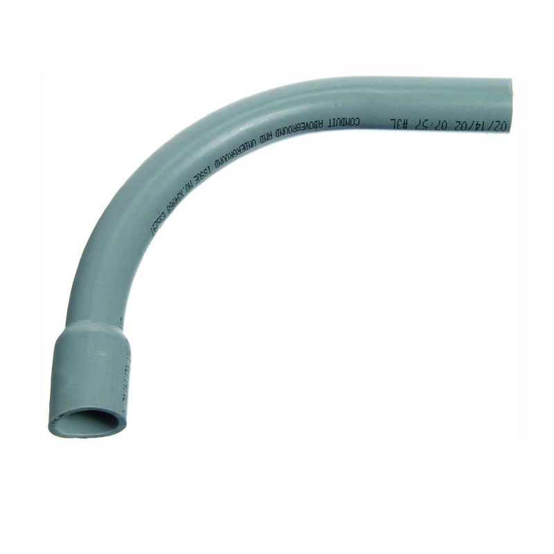 Carlon UA9AGB-CTN Elbow, 1-1/4 in Trade Size, 90 deg Angle, SCH40 Schedule Rating, PVC, Bell End, Gray Gray