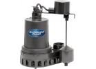 Superior Pump Plastic Submersible Sump Pump, Side Discharge 1/3 HP, 2880 GPH