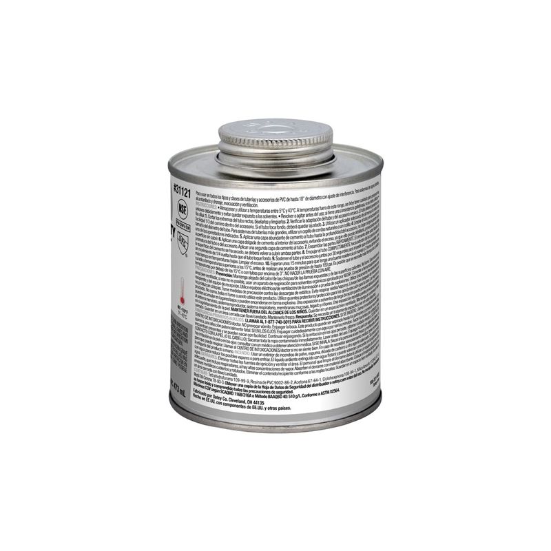 Oatey 31121 Solvent Cement, 16 oz Can, Liquid, Gray Gray