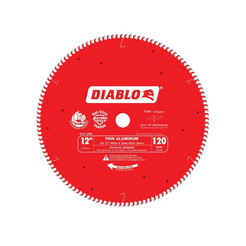 Diablo D12120N Circular Saw Blade, 12 in Dia, 1 in Arbor, 120-Teeth, Carbide Cutting Edge