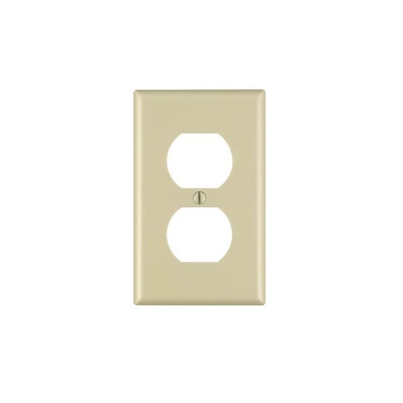 Leviton M25-86003-IMP Receptacle Wallplate, 4-1/2 in L, 2-3/4 in W, 1 -Gang, Plastic, Ivory, Smooth Ivory