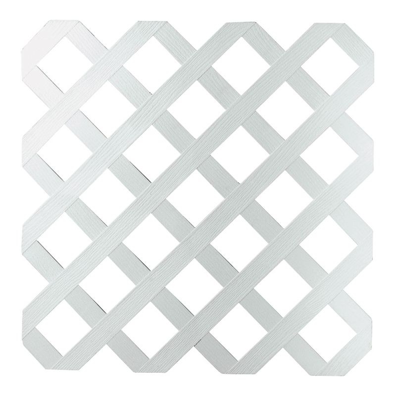 UPF 79897 Tradition Diamond Lattice, 8 ft L, 4 ft H, 2-3/4 in Mesh, Plastic, White White