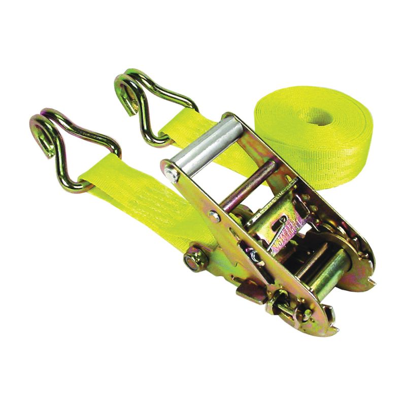 Keeper 05519 Tie-Down, 1-3/4 in W, 15 ft L, Polyester, Yellow, 1666 lb, J-Hook End Fitting Yellow