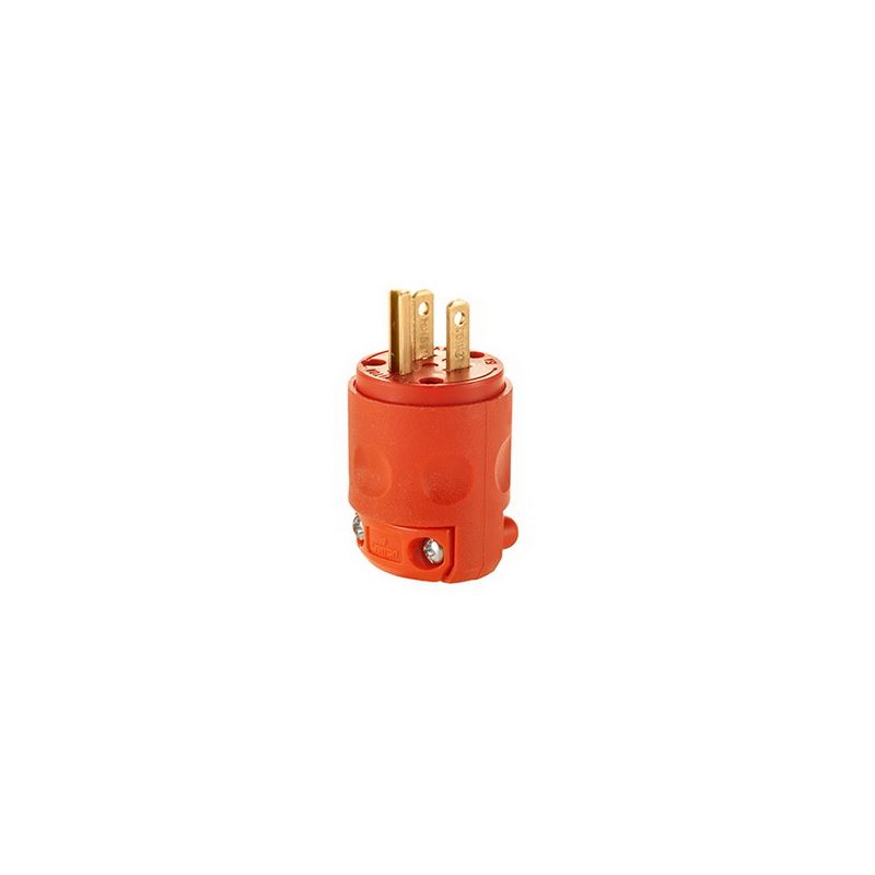 Leviton 515PV-OR Electrical Plug, 2 -Pole, 15 A, 125 VAC, NEMA: NEMA 5-15P, Orange Orange