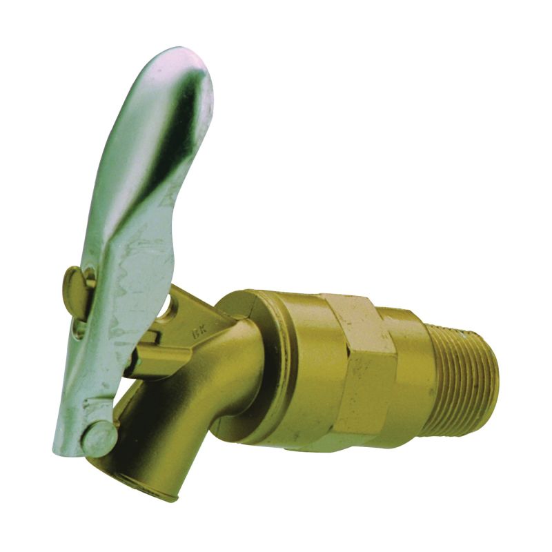 B &amp; K 109-204 Self-Closing Drum and Barrel Faucet, 3/4 in Connection, MPT x Plain, Zamak Body, Brass