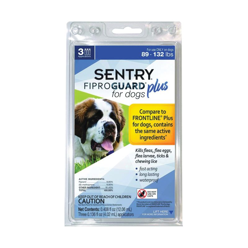 SENTRY Fiproguard Plus 03163 Flea and Tick Squeeze-On, Liquid, Pleasant, 3 Count Pale Yellow