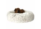 Slumber Pet ZW1652 18 11 Plush Cuddler Bed, 18 in L, 11 in W, Round, Bumper Style Pattern, Polyester Cover, Cream Cream