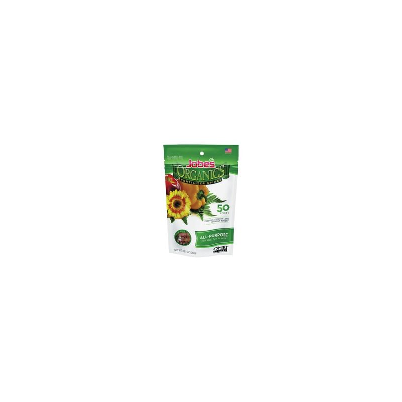 Jobes 06528 Organic Fertilizer Pack, Spike, 4-4-4 N-P-K Ratio Yellowish Brown