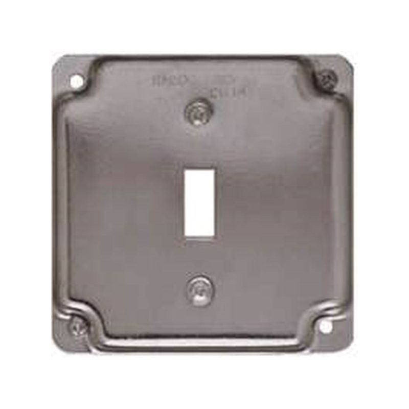 Raco 800C Exposed Work Cover, 4-3/16 in L, 4-3/16 in W, Square, Galvanized Steel, Gray Gray