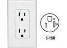 Leviton Decora Duplex Outlet With Wall Plate White, 15