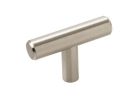 Amerock Bar Pulls Series BP19009CSG9 Cabinet Knob, 1-3/8 in Projection, Carbon Steel, Sterling Nickel 1-15/16 In L X 1/2 In W, Contemporary