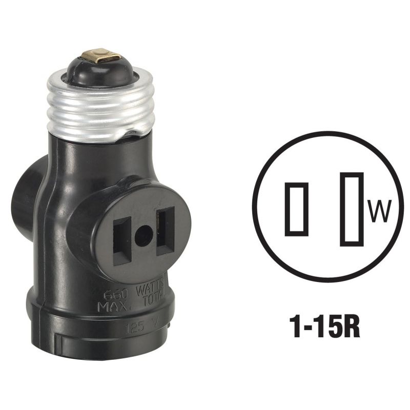 Leviton Light Socket Adapter Black
