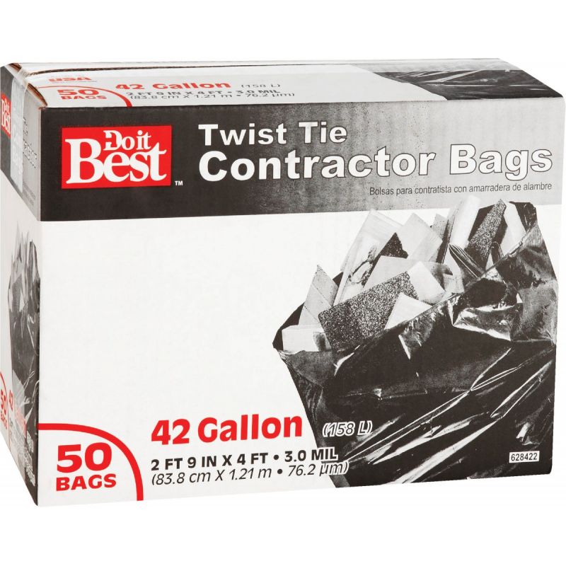 3mil Contractor Bags, 42-Gallon, 50-Bags/Box