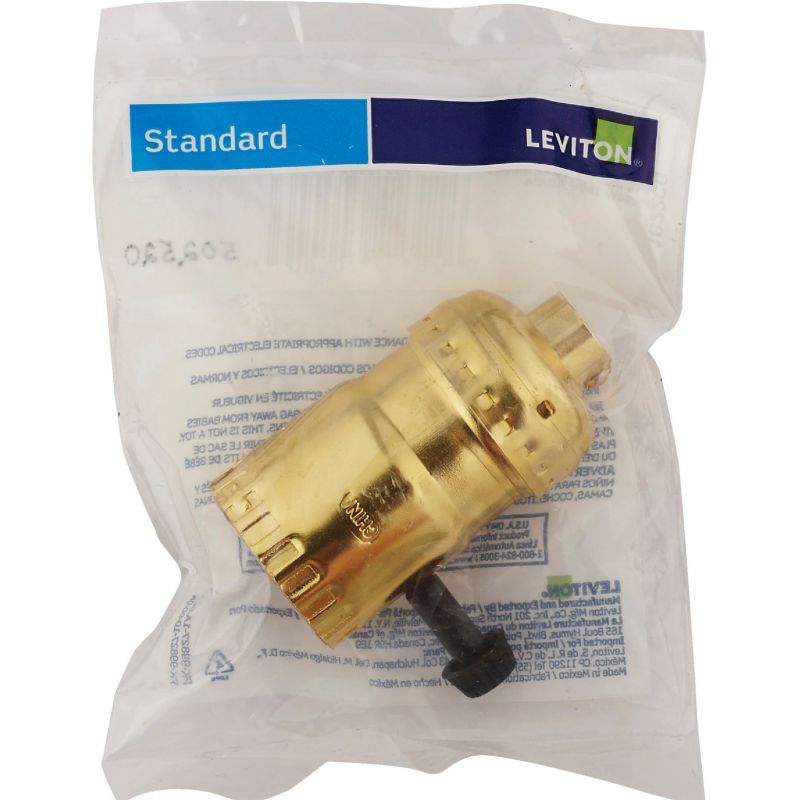 Leviton Single-Circuit Turn-Knob Lamp Socket Brass
