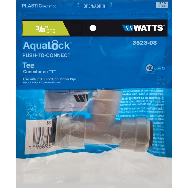 Watts Quick Connect Plastic Tee 3/8 In. X 3/8 In. X 3/8 In.