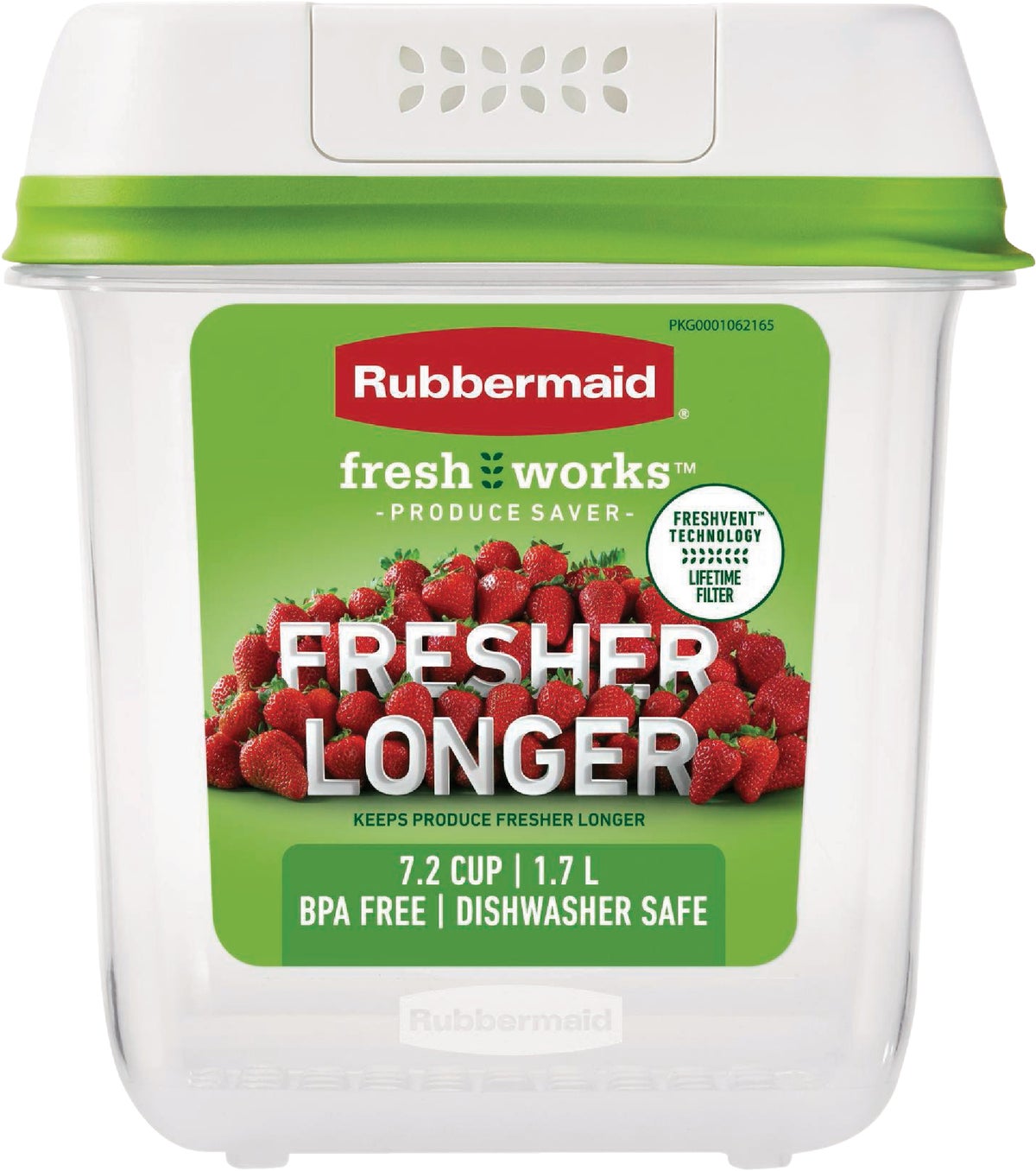 Rubbermaid FreshWorks Saver, Large Short Produce Storage Container,  11.3-Cup, Clear