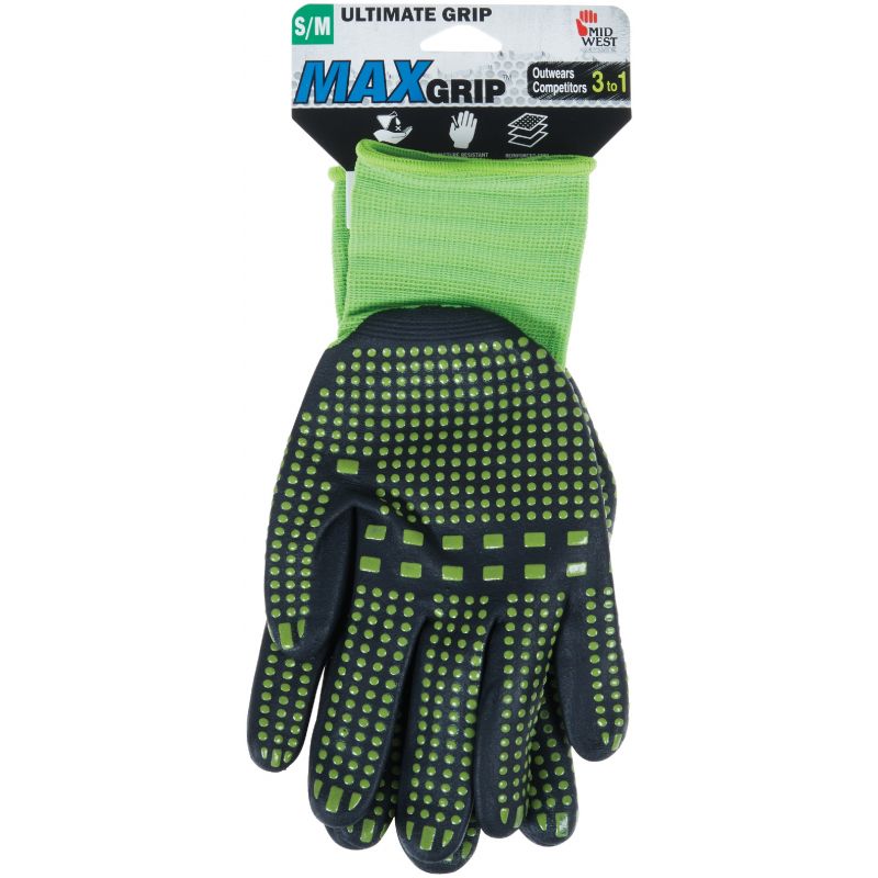 Midwest Quality Glove Max Grip Nitrile Coated Glove L, Green