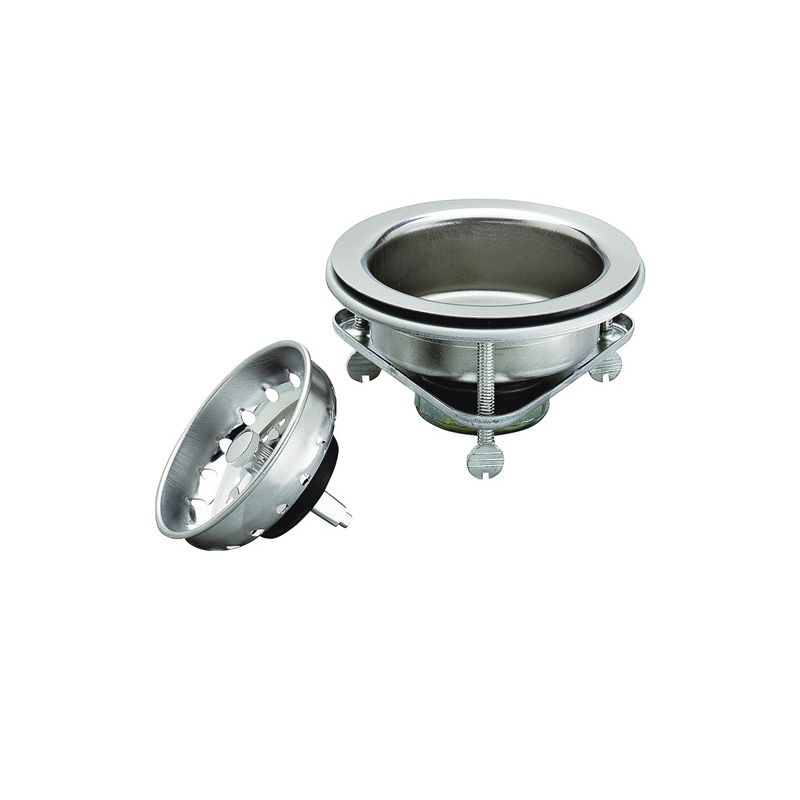 Plumb Pak PP5416 Basket Strainer, Stainless Steel, For: 3-1/2 in Dia Opening Kitchen Sink