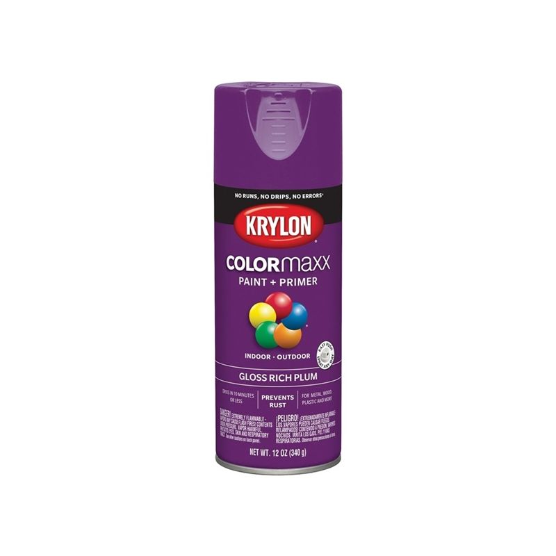 Krylon K05536007 Enamel Spray Paint, Gloss, Plum, 12 oz, Can Plum