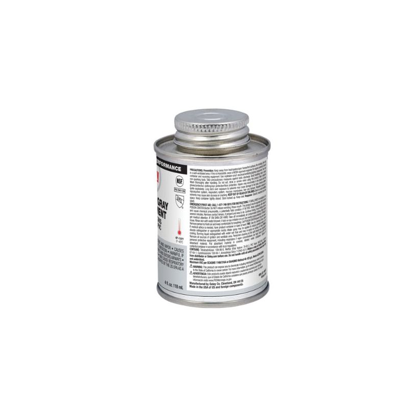Oatey 30883V Medium-Bodied Fast Set Cement, 4 oz Can, Liquid, Gray Gray