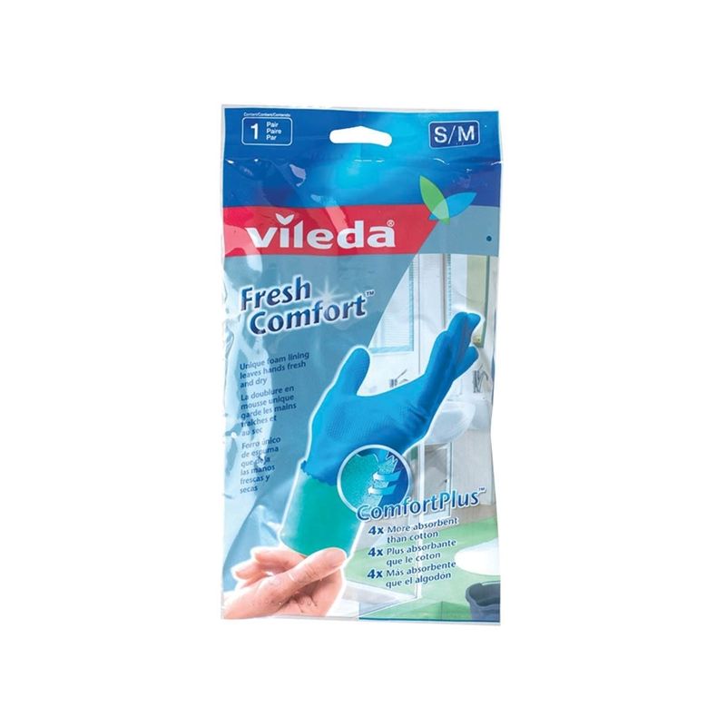 Vileda 105411 Cleaning Gloves, S, 10 in L, Latex, Blue S, Blue
