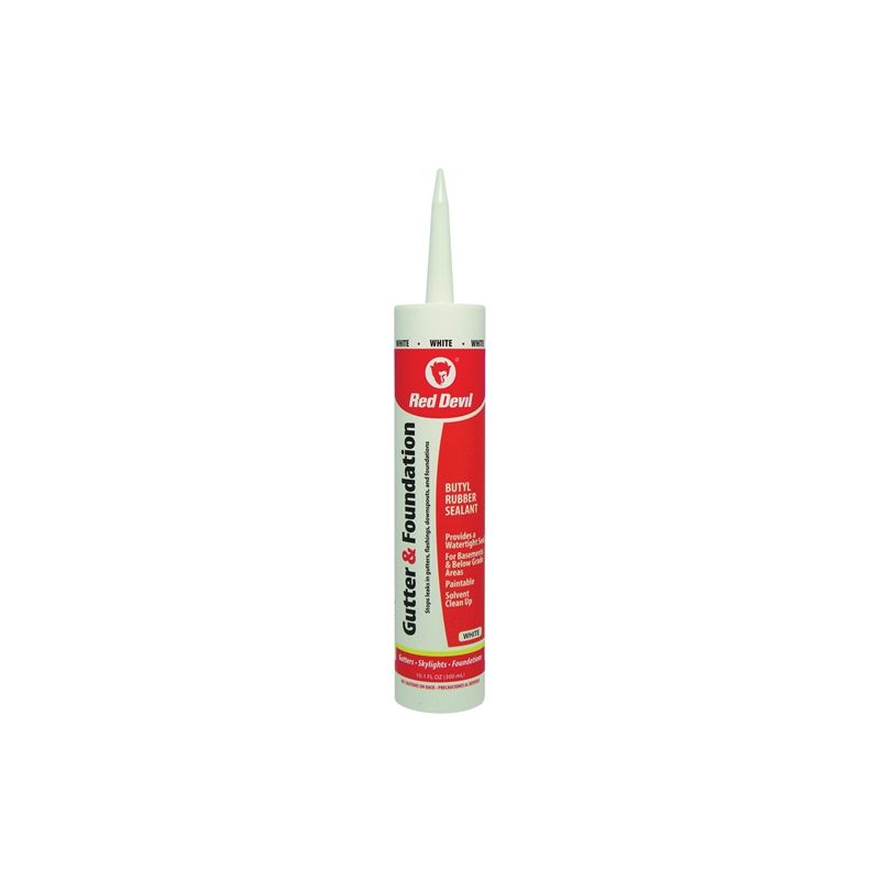 Red Devil 0697 Gutter and Foundation Sealant, White, Viscous Paste, 10.1 fl-oz Cartridge White
