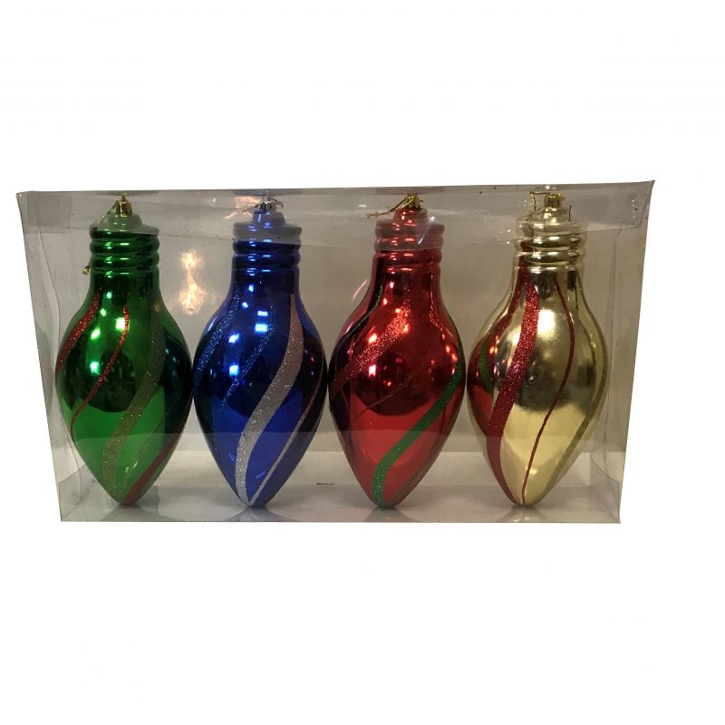 Hometown Holidays 99103 Bulb Ornament, 100 mm H, PVC, Assorted Assorted