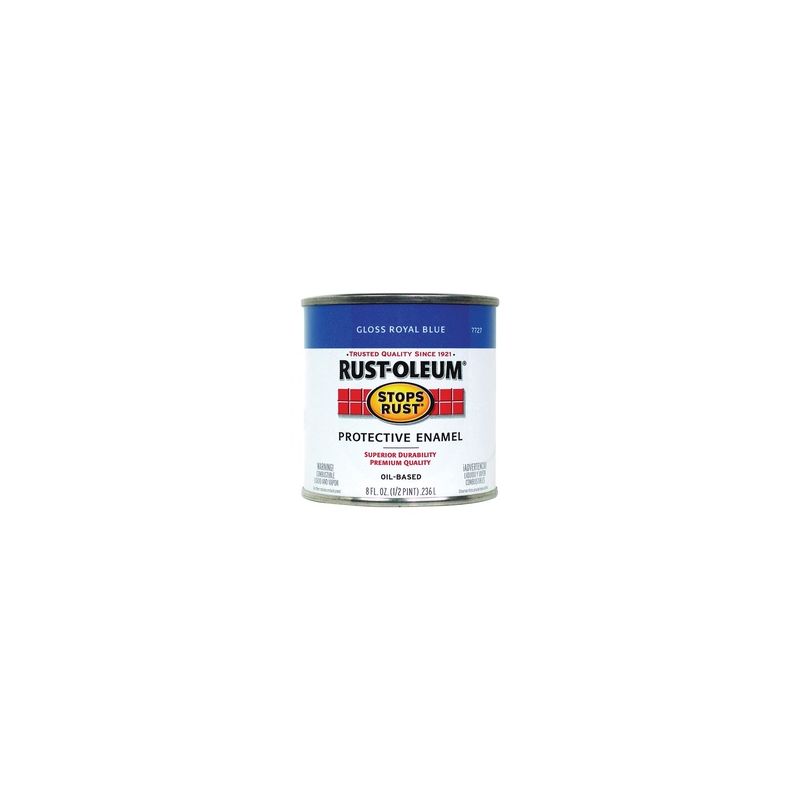 Rust-Oleum Stops Rust 7727730 Enamel Paint, Oil, Gloss, Royal Blue, 0.5 pt, Can, 50 to 90 sq-ft/qt Coverage Area Royal Blue