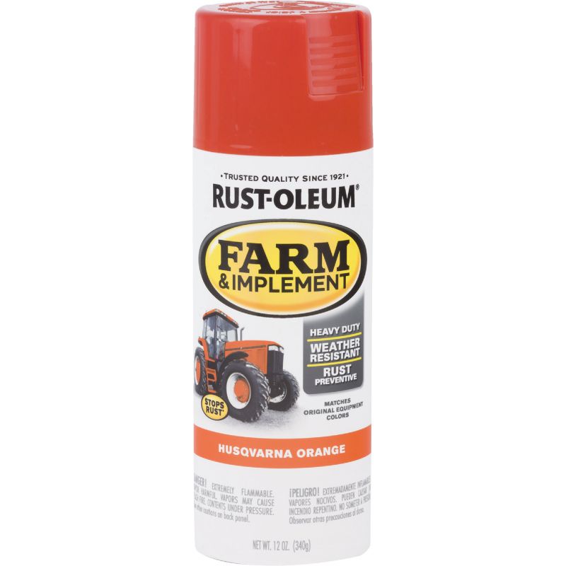 Rust-Oleum Farm &amp; Implement Spray Paint Husqvarna Orange, 12 Oz.
