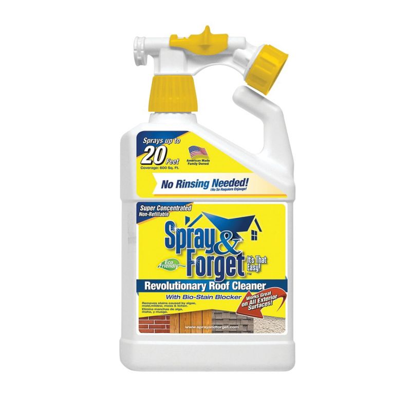 Spray &amp; Forget SFRCHEQ06 Roof Surface Cleaner, Liquid, Clear/Yellow, 32 oz Clear/Yellow