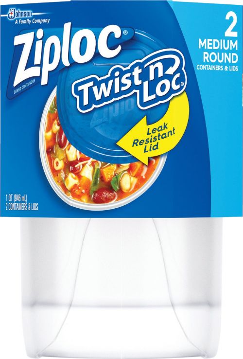 Ziploc Twist 'n Loc Round Storage Pint Containers & Lids - Clear