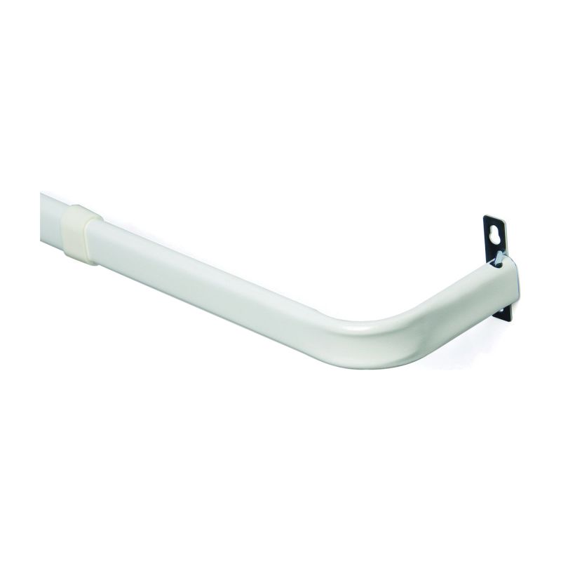 Kenney KN526 Curtain Rod, 1 in Dia, 28 to 48 in L, Steel, White White