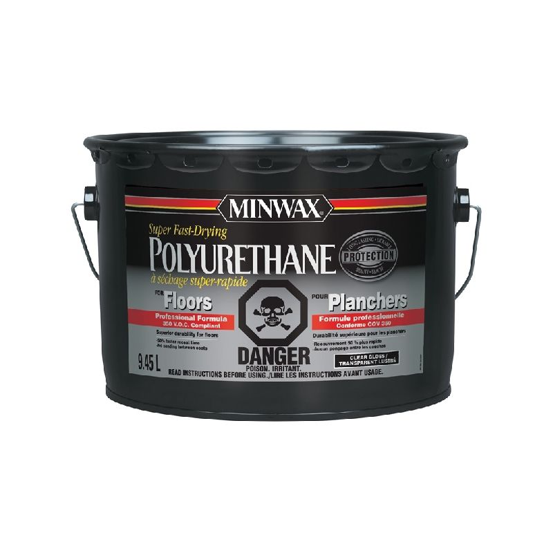 Minwax CM1303300 Polyurethane Varnish, Gloss, Liquid, Clear, 9.45 L, Can Clear