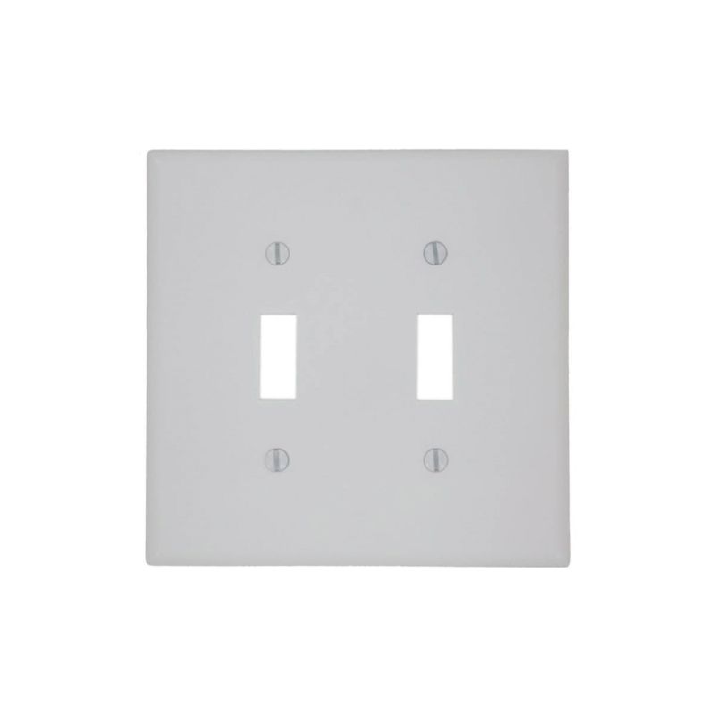 Leviton 80509-W Wallplate, 4-7/8 in L, 4.94 in W, 2 -Gang, Plastic, White Midway, White