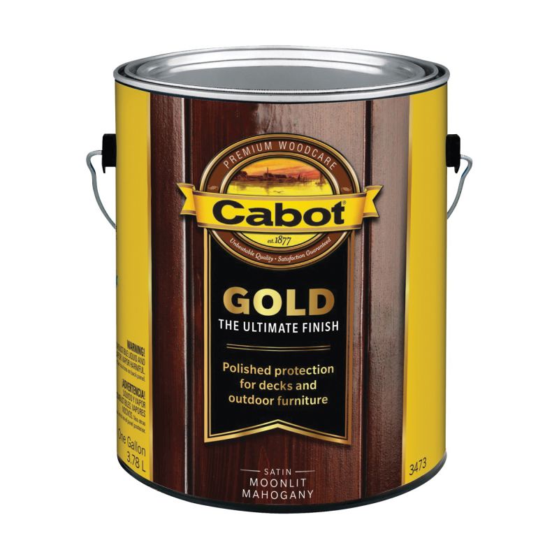 Cabot 07 Wood Conditioning Stain, Gold Satin, Liquid, Moonlit Mahogany, 1 gal, Can Moonlit Mahogany