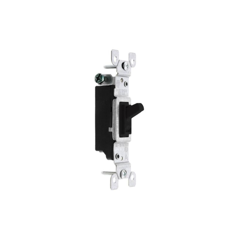 Leviton 1451-2E Switch, 15 A, 120 V, Push-In Terminal, Thermoplastic Housing Material, Black Black