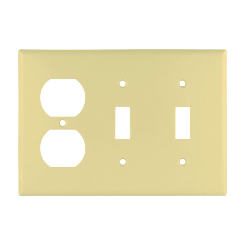 Eaton Wiring Devices 2158V-BOX Combination Wallplate, 4-1/2 in L, 6-3/8 in W, 3 -Gang, Thermoset, Ivory Ivory