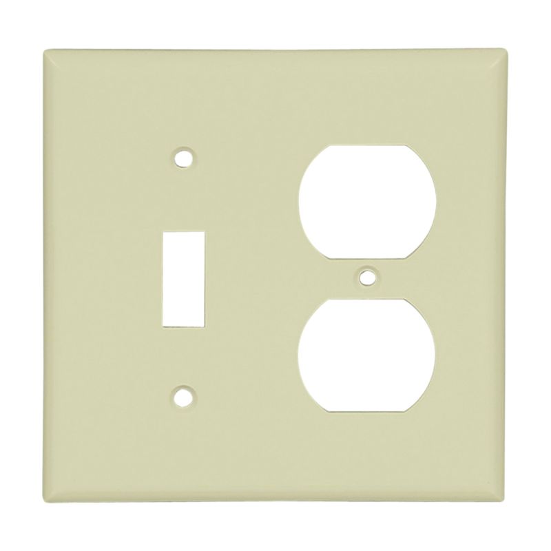 Eaton Wiring Devices 2138V-BOX Combination Wallplate, 4-1/2 in L, 4-9/16 in W, 2 -Gang, Thermoset, Ivory Ivory